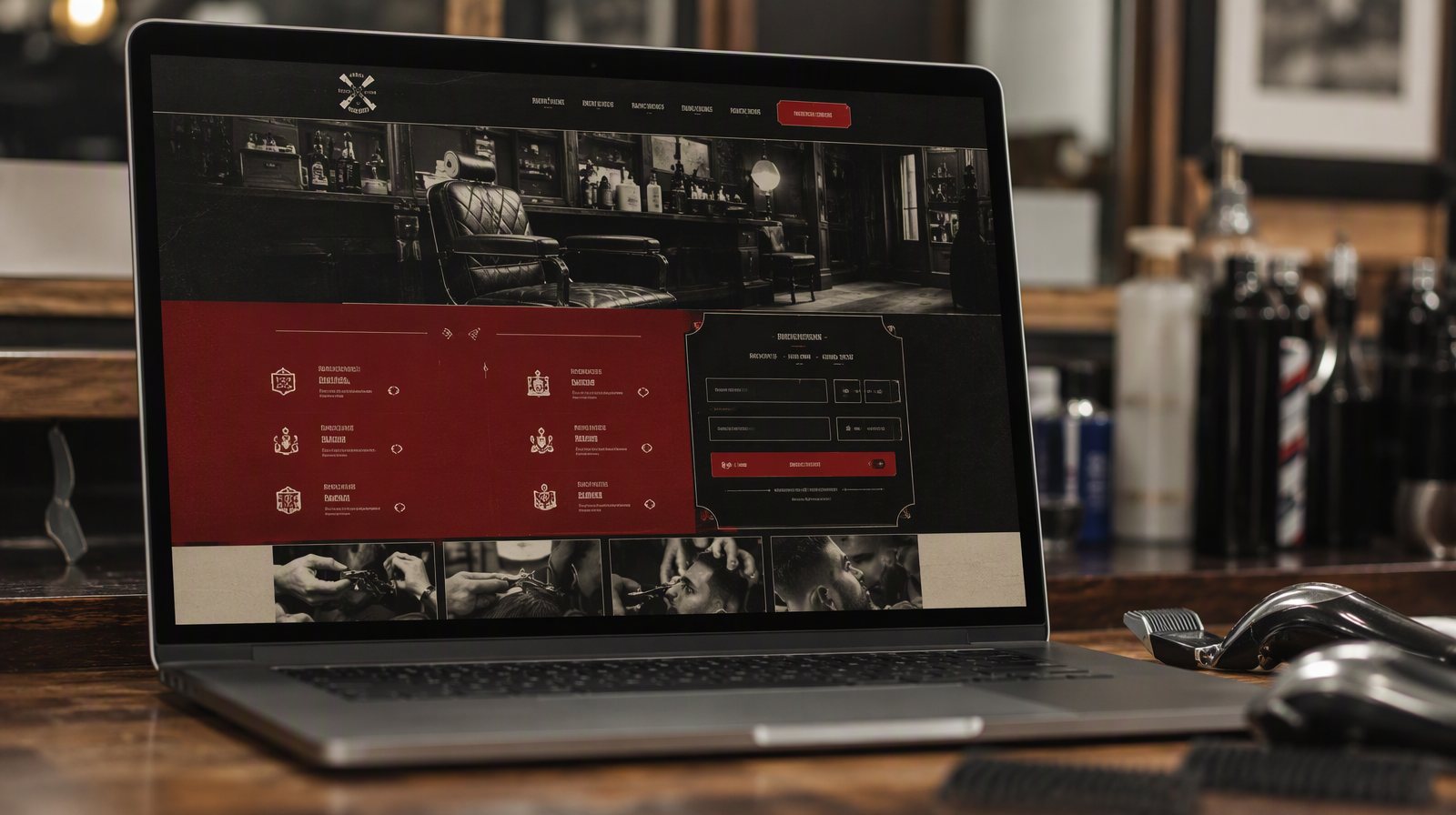Sample barbershop website design concept